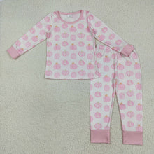 Load image into Gallery viewer, Baby Girls Bamboo Pink Pumpkin Top Pants Pajamas Clothes Sets