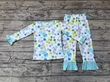Load image into Gallery viewer, Baby Girls Blue Monster Bamboo Pajamas Clothes Sets