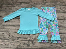 Load image into Gallery viewer, Baby Girls Aqua Shirt Seaweed Pants Clothes Sets