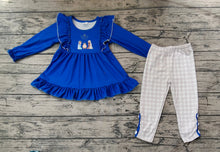 Load image into Gallery viewer, Baby Girls Blue Christmas Nativity Tunic Top Legging Clothes Sets