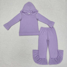 Load image into Gallery viewer, 5 Colors Cotton Sibling Baby Girls Hooded Ruffle Top Bell Pants Clothes Sets