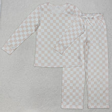 Load image into Gallery viewer, Adult Women Pink Checkered Long Sleeve Tops Pants Pajamas Outfits