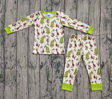 Load image into Gallery viewer, Baby Boys Christmas Trees Dogs Green Face Top Pant Pajamas Set