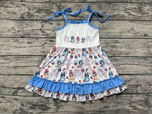 Load image into Gallery viewer, Baby Girls 4th Of July Dog Straps Knee Length Dresses