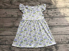 Load image into Gallery viewer, Baby Girls Blue Flowers Flutter Sleeve Knee Length Dresses