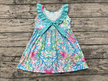 Load image into Gallery viewer, Baby Girls Blue Flowers Ruffle Knee Length Dresses