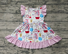 Load image into Gallery viewer, Baby Girls Back To School Pink Ruffle Knee Length Dresses