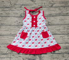 Load image into Gallery viewer, Baby Girls 4th of July Flag Bows Pockets Knee Length Dresses