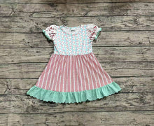 Load image into Gallery viewer, Baby Girls Baseball Short Sleeve Ruffle Knee Length Dresses
