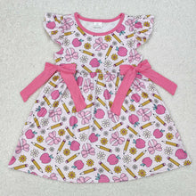 Load image into Gallery viewer, Baby Girls Back To School Apples Bows Knee Length Dresses