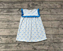 Load image into Gallery viewer, Baby Girls Blue Bows Flowers Knee Length Dresses