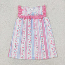 Load image into Gallery viewer, Baby Girls Pink Flowers Ruffle Knee Length Dresses