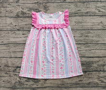 Load image into Gallery viewer, Baby Girls Pink Flowers Ruffle Knee Length Dresses