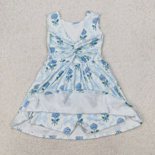 Load image into Gallery viewer, Baby Girls Blue Flowers Bows Tennise Active Wear Athletic Dresses