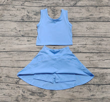 Load image into Gallery viewer, Baby Girls Aqua Blue Vest Top Sports Skorts Clothes Sets