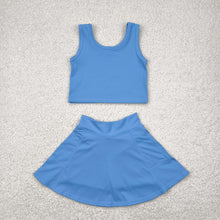 Load image into Gallery viewer, Baby Girls Aqua Blue Vest Top Sports Skorts Clothes Sets