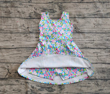 Load image into Gallery viewer, Baby Girls Blue Flowers Sleeveless Athletic Dresses