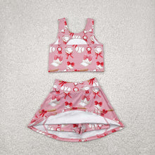 Load image into Gallery viewer, Baby Girls Baseball Bows Athletic Active Wear Top Shorts Skorts Skirts Clothes Sets