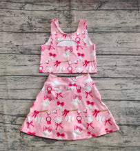 Load image into Gallery viewer, Baby Girls Baseball Bows Athletic Active Wear Top Shorts Skorts Skirts Clothes Sets