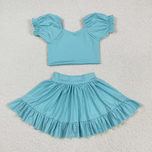 Load image into Gallery viewer, Baby Girls Aqua Yoga Shirt Skirt Active Wear Clothes Sets