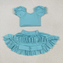 Load image into Gallery viewer, Baby Girls Aqua Yoga Shirt Skirt Active Wear Clothes Sets