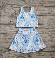 Load image into Gallery viewer, Baby Girls Blue Castles Athletic Active Wear Top Shorts Skirts Outfits