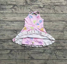 Load image into Gallery viewer, Baby Girls Pink Strap Colorful Bows Polka Dots Yoga Ruffle Knee Length Dresses