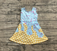 Load image into Gallery viewer, Baby Girls Blue Ice-cream Drip Yoga Skort Knee Length Dresses