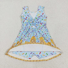 Load image into Gallery viewer, Baby Girls Blue Ice-cream Drip Yoga Skort Knee Length Dresses