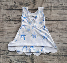 Load image into Gallery viewer, Baby Girls Blue Bows Floral Activity Wear Yoga Short Skort Knee Length Dresses