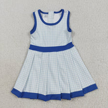 Load image into Gallery viewer, Baby Girls Blue Plaid Zipper Shorts Yoga Active Knee Length Dresses