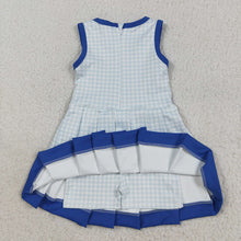 Load image into Gallery viewer, Baby Girls Blue Plaid Zipper Shorts Yoga Active Knee Length Dresses
