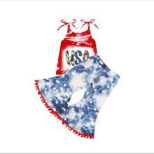 Load image into Gallery viewer, Baby girls 4th of July star pants bell sets