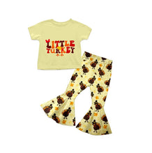 Load image into Gallery viewer, baby girls thanksgiving little turkey bell bottom pants sets