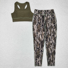 Load image into Gallery viewer, Adult Women Green Vest Top Camo Branches Pants Yoga Sports Clothes Sets