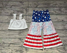 Load image into Gallery viewer, Baby Girls 4th of July Shirt Bell Bottom Pants Clothes Sets