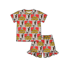 Load image into Gallery viewer, Baby girls cowboy western ruffle summer pajamas