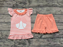 Load image into Gallery viewer, Baby Girls Baseball Bow Flutter Sleeve Top Ruffle Shorts Clothes Sets