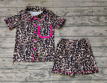 Load image into Gallery viewer, Adult Women Leopard Buttons Shirt Shorts Pajamas Clothes Sets