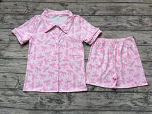 Load image into Gallery viewer, Adult Women Pink Bows Buttons Tops Shorts Pajamas