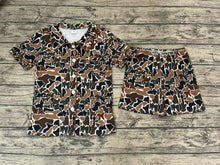 Load image into Gallery viewer, Adult Women Duck Brown Camouflage Buttons Tops Shorts Pajamas