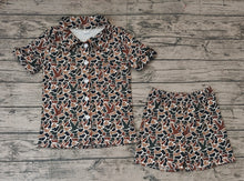 Load image into Gallery viewer, Adult Women Brown Duck Hunting Camo Buttons Tops Shorts Pajamas