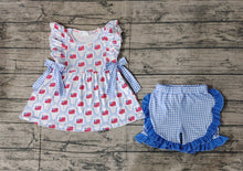 Load image into Gallery viewer, Baby Girls Blue Bows Flag Tunic Ruffle Shorts Clothes Sets