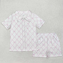 Load image into Gallery viewer, Adult Women Pink Bows Buttons Tops Shorts Pajamas