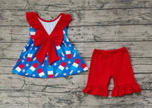 Load image into Gallery viewer, Baby Girls 4th Of July Popsicle Stars Tunic Ruffle Shorts Clothes Sets