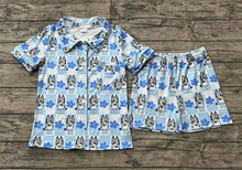 Load image into Gallery viewer, Adult Women Dogs Checkered Flowers Buttons Tops Shorts Pajamas