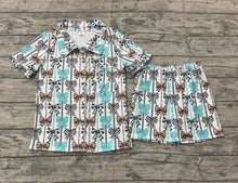 Load image into Gallery viewer, Adult Women Western Bows Stripes Buttons Tops Shorts Pajamas