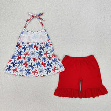 Load image into Gallery viewer, Baby Girls 4th of July Bows Halter Tunic Shorts Clothes Sets