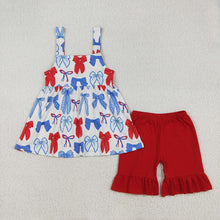 Load image into Gallery viewer, Baby Girls 4th of July Big Bows Tunic Shorts Clothes Sets
