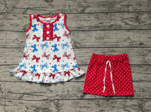 Load image into Gallery viewer, Baby Girls 4th Of July Bows Tunic Shorts Sets